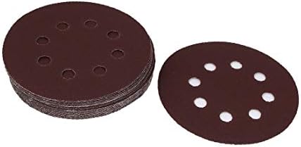 X-DREE Диаметър 125 мм, размер на 150, 8 дупки, Абразивни кръг с куки и вериги, Шлайфане диск Кафяв цвят, 20