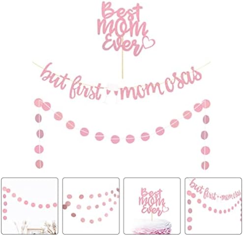 SEWACC Цветен Декор Мама Украшение Банер на Деня на майката: 1 Набор от Знаци на бар Мимоза, но Първо Мимоза, Банер от Розово