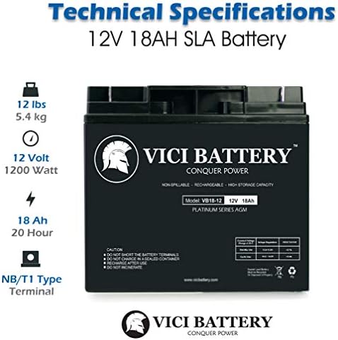 VICI Батерия VB18-12 - 12V 18AH Замяна за комплект батерии на UPS APC Smart-UPS XL SUA3000XLT SUA3000XLT - 4 бр.