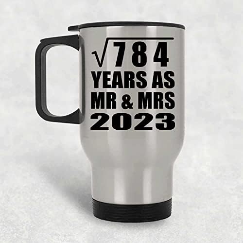 Вземете вашата 28-та Годишнина от Корен Квадратен от 784 години Като г-Н и г-жа 2023, Сребърен Пътна 14 унция Чаша От неръждаема стомана, Изолиран Чаша, Подаръци за рожден ?