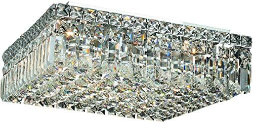 Елегантно осветление 2032F16C/ЕО Cut Clear Crystal Maxim 6-Светлинна Одноярусная Кристален полилей Скрит монтаж, Хромирани