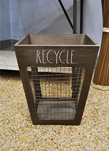 Мини-количка за боклук Rae Dunn - Метална и Дървена кофа за Боклук с Декоративен принтом за дома, офиса, Баня -
