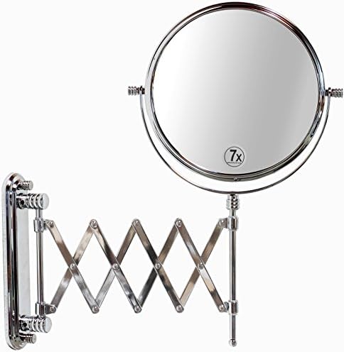 8-инчов двустранно удлинительное огледало DecoBros, монтиране на стена с 7-кратно увеличение, удължител 13.5 инча, никел