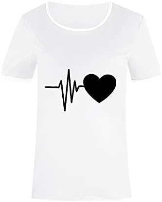 Дамски ежедневни тениска Neartime, летни блузи с кръгло деколте и къс ръкав, модерна блуза с модел Сърцето на любовта