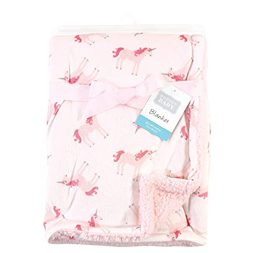 Детско Плюшевое одеяло Hudson Baby Унисекс от норки и шерпи, Еднорог, Един размер (опаковка от 2 броя)