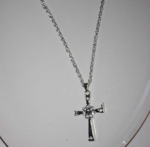 Уникален Посеребренный висулка във формата на Кръст с блестящ с Кристали, Веригата и Закопчалка