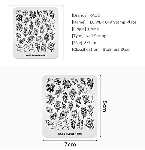 KADS маникюр Печат Plate Цвете серия Табела за пробиване на ноктите Модел на Изображението Табела За дизайн Нокти DIY Decoration