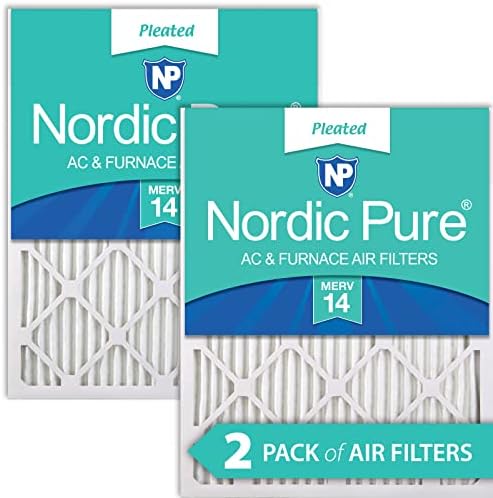Nordic Pure 20x25x1 MERV 14 Нагънат въздушни филтри за печки ac 2 бр. (опаковка от 1) и 14x14x1 MERV 14 Нагънат въздушни