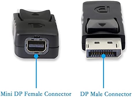 PNGKNYOCN Адаптер за Дисплей за Mini DisplayPort, Нов съединител видеокабеля DP Мъж за Mini DP Female Поддържа 1080p за HDTV монитора Display (2 комплекта)