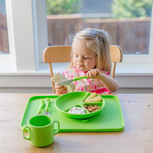 лигавници с зелени кълнове, които лесно се поставят за бебета и малки деца (3 броя) | Защита за тези, които ядат помия | Джоб с цип, лесен за почистване