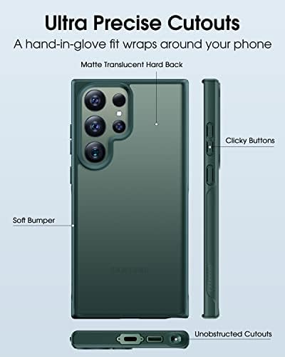Оригиналът на Официалния калъф CASEKOO за Samsung Galaxy S23 Ultra case (10-подножието военна защита от падане) (технология без петна), Полупрозрачна твърда делото и мека броня, Тънък