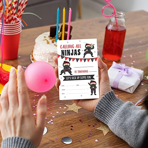 Покани, Картички за рожден Ден нинджа SUIXO, Покана за парти по случай рождения Ден на всички нинджи, за да проверите за празнуване на партита нинджа за момчета и момич