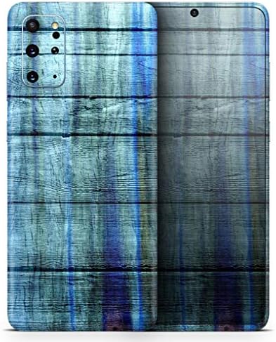 Дизайн Skinz, Защитно vinyl стикер на дърво, боядисана в синьо и зелено на цвят, обвивка за Samsung Galaxy S20 (покритие
