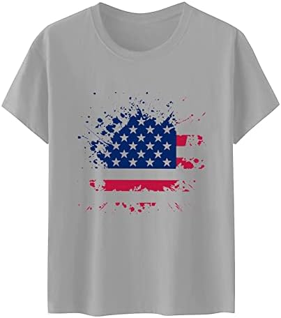 Дамски Ризи 4 юли, Ежедневни Блузи С изображение на Знамето на САЩ, Тениска С кръгло деколте и Къс Ръкав, Модни Блузи