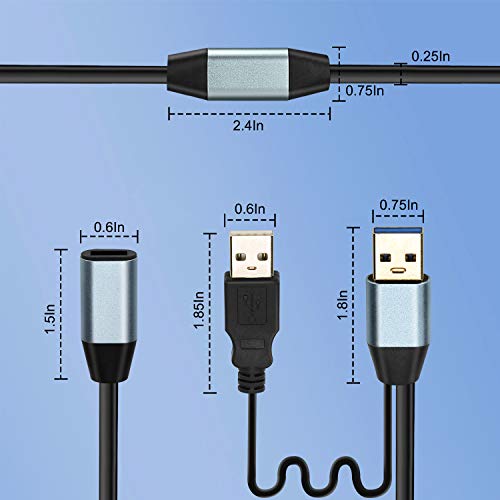 Удлинительный кабел LDKCOK Active USB 3.0 40 фута– Удължител между мъжете и жените, USB удължителен кабел за USB