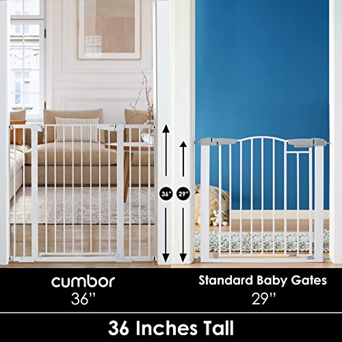 Детски врата Cumbor 36 инча повишена височина, ширина 29,7-46 см за кучета и деца и детски врата Cumbor 30,5 инча височина 29,5-40,6 см ширина за кучета за дома, стълби, врати отвори
