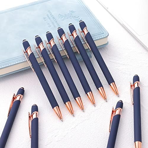 12 БР Химикалка писалка стилус 2 в 1 с върха на стилуса, Метална химикалка с черно мастило 1,0 мм, Стилус за сензорни екрани