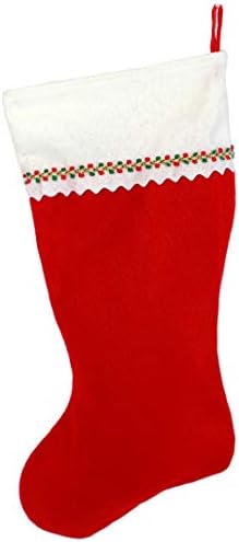 Първоначално Коледни чорапи с бродирани мен монограм, Червено-Бяло фетр, Инициал B