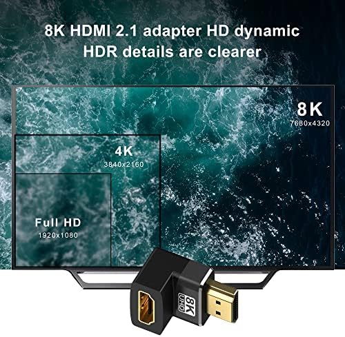 съединител ecjtu 8K HDMI мъж към жена с Датчиците на ъгъла на наклона и 90 градуса Нагоре, на 2 Комплекта адаптер HDMI 8K, Конектор, HDMI, 3D, Удължител HDMI 2.1 е Съвместим с HDTV Stick Switch