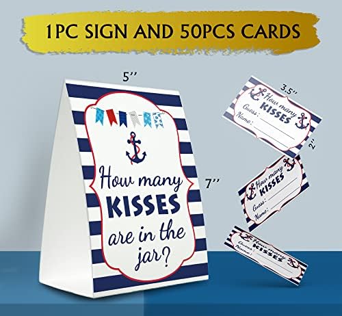 Игра комплект за душата на дете в морски стил (1 знак + 50 картички, за да познае) Познай колко целувки в душата на детето,