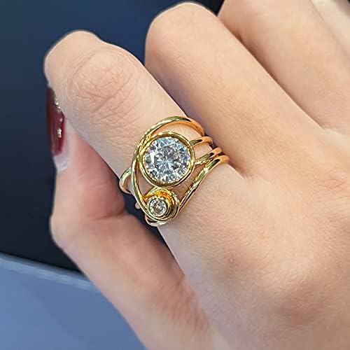 2023 Ново женски пръстен с многослойно диамантен пръстен с неправилна форма, стилен пръстен, годежен пръстен, женски венчален