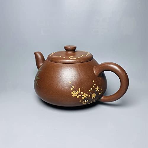 LSHACN Китайски Глинен Чайник Yixing Zisha Gongfu Чай Набор от Лилаво Глинен Чайник Бор, Бамбук и Сливови Гърне Лилаво Мръсотия
