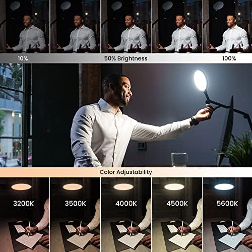 Lume Cube Edge LED Настолна лампа | Дистанционно Работна Завъртане Настолна лампа със скоба | Осветление за видео-конферентна връзка, Уеб камера с Мащабиране, Осветление за