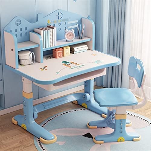 Набор от студентска мебели YASEZ Ергономичен Набор от учебни маси, Дървени + Стоманена Ролка бюро и набор от стола (Цвят: