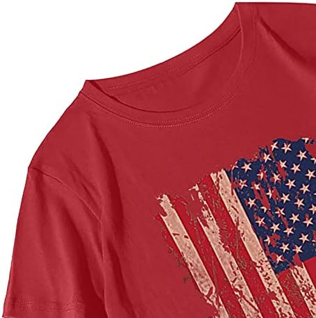 Патриотични Ризи за Жени, Тениска с Американския Флаг, Летни Ежедневни Потници, Тениски с Къс Ръкав, Шарени
