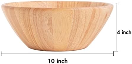 Дървени чаши, ръчно изработени 10 инча - Обслужващи Купи от естествена твърда дървесина, за плодове, Салати, Предястия и много Други l за Хранене в семеен стил l Дървен