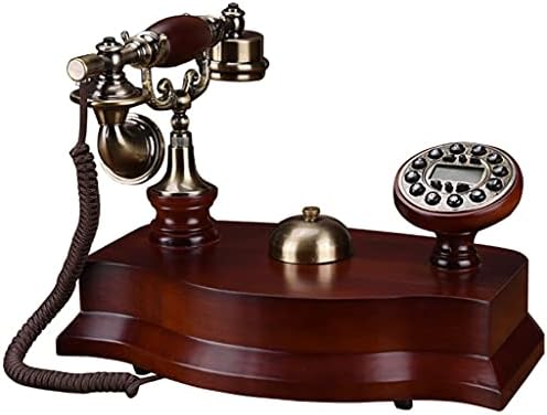 LHLLHL Европейския Антикварен Стационарен телефон от масивно дърво с id на обаждащия се, кнопочным избиране, усилвател с подсветка, Механично рингтоном (Цвят: Електрон