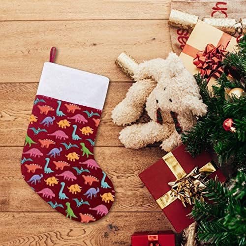 Сладък Коледен Отглеждане с Динозавром, Чорапи с Плюшено Камина, Висящи за Домашен интериор Елхи