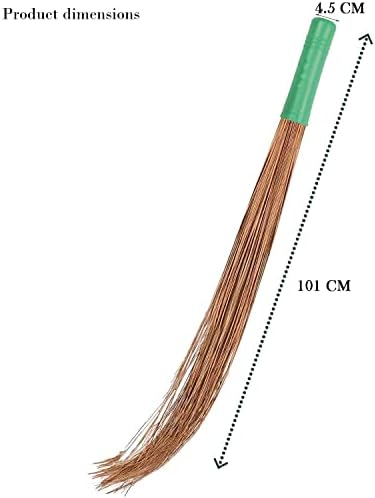 Метлата Zureni Traditional Coconut Leaf Grass с дължина 40 сантиметра, моющаяся Seekh Jhaadu със здрав и удобен изземване,