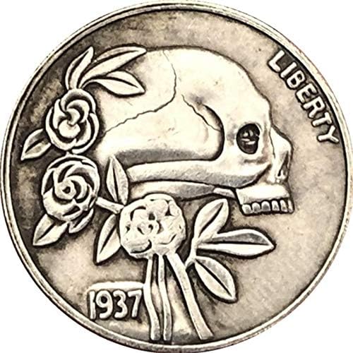 1937 Череп Роза AB Възпоменателна Монета Събиране на монети 3D Възпоменателна Монета Реплика Декорация на Дома, Подарък За Нова Година