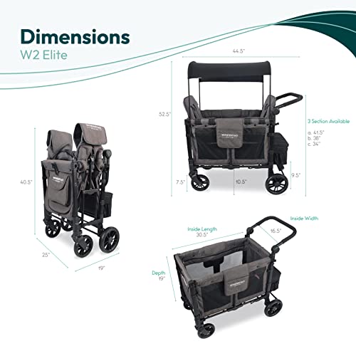 Комбинирана количка-вагон WONDERFOLD W2 Elite с 2 високи седалки лице в лице с 5-точечными обезопасителни колани,
