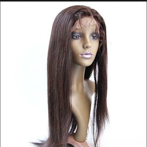 Промоция DaJun Hair 24 естествен косъм, изцяло дантелен перуки бразилски естествена коса Remy Естествени директни Цвят # 2-тъмно кафяво