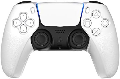 Силиконов защитен калъф XMICY за контролери на Playstation 5. Тънък и приятен за кожата Защитен калъф и Десет капачки за улавяне на палеца (бял)