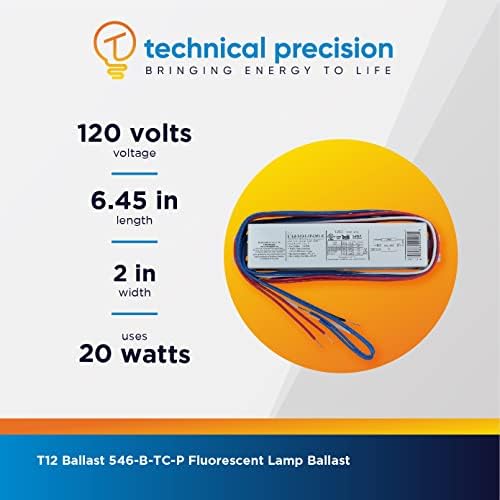 Подмяна на баласт техническа точност T12 за баласт универсална флуоресцентна лампа 546-B-TC-P Работи на лампи F15T8/F14T12/F15T12/ F20T12 - Баласт T12 - 1 опаковка