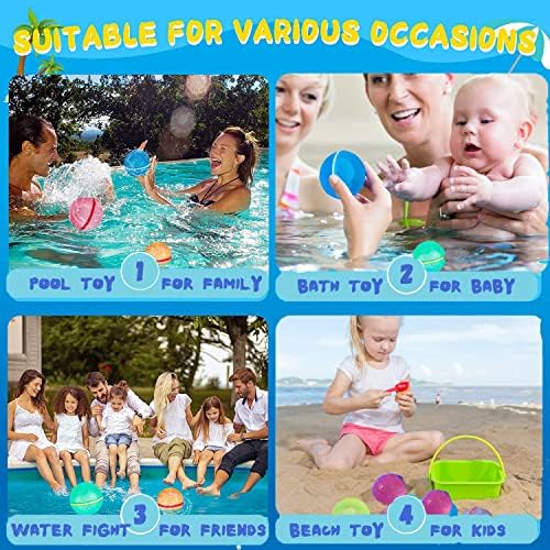 Водни играчки SOPPYCID за деца, за Многократна употреба Водни топки за Еднократна употреба, 4 бр., Цветни Водни Бомби за Летните