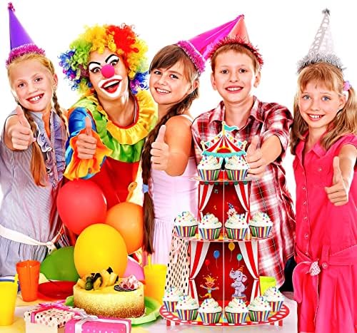 Цирк Карнавальная Поставка за Кифли, 3-Те Нива, Държач за Кифли с Анимационни Цирк Карнавал Палатката, за Рождени Дни