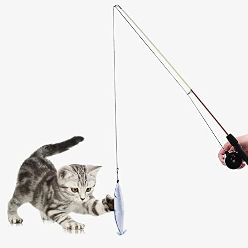 PETSOLA Разтегателен Шест Интерактивни Играчки За Коте, която е уникална Играчка, Ловец За Упражнения В Преследване,