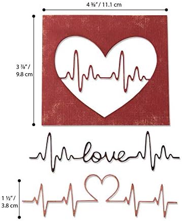 Комплект печати Sizzix Thinlits 3 Опаковки Heartbeat от Тим Хольца, Многоцветен