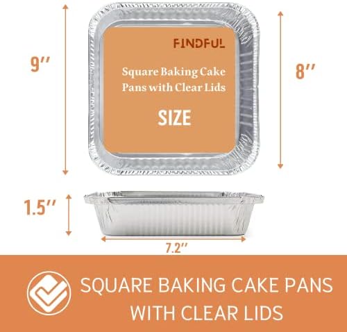 Удобни квадратни алуминиеви форми за печене с прозрачни пластмасови капаци (35 опаковки, 8х8 инча) - форми за Еднократна употреба за хранене на храна за вкъщи - Съдове