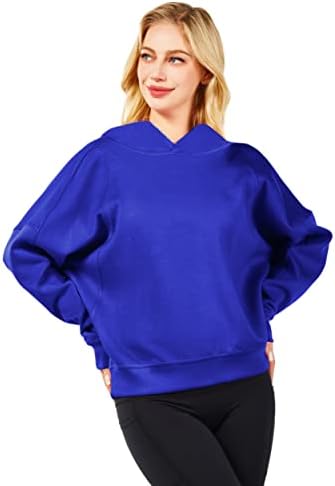 YSW Дамски Ежедневни Однотонная Базова Hoody с дълъг ръкав, Пуловер, Свободна Риза Прилеп