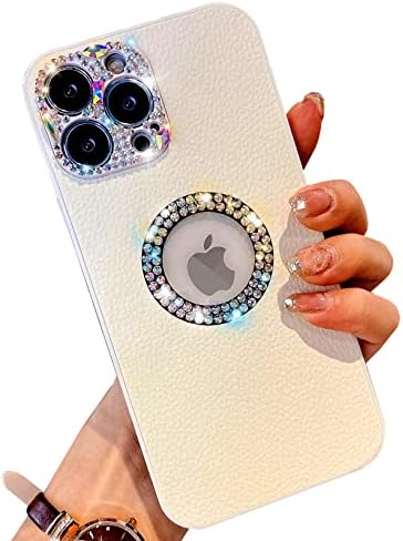 BANAILOA Сладък калъф за iPhone 13 Pro Max от естествена кожа, Луксозна калъф с кристали и диаманти, Тънък Защитен девчачий калъф, предназначен за iPhone 13 Pro Max - 6,7 инча (розов)