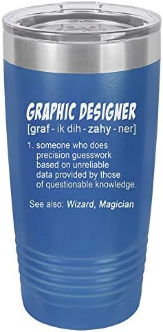 Пътен Чаша за напитки с Надпис Graphic Designer Definition, Вакуумна изолация, 20 Грама, Аква