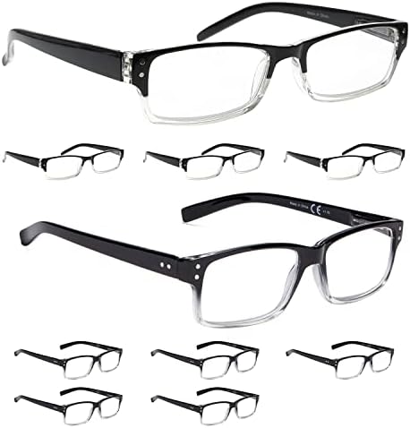 LUR 4 Опаковки стилни очила за четене + 6 опаковки класически очила за четене (общо 10 двойки ридеров + 1,00)