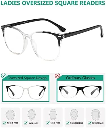 Eyekepper 4 Опаковки Женски Очила за четене, Извънгабаритни Квадратни Ридеры за Четене на Жените,+1,00