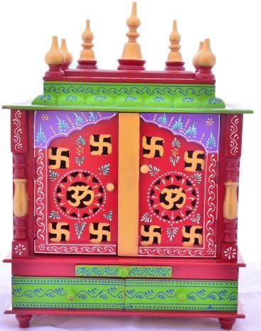 Дървена Домашен Храм на Ръчно изработени в Джодхпуре /Дървени Пуджа Mandap/Wooden Пуджа Мандир с Крушка