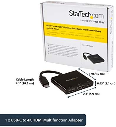 StarTech.com USB Адаптер-C-HDMI - 4K 30Hz - Съвместим с Thunderbolt 3 - с захранването (USB PD) Конвертор USB адаптер